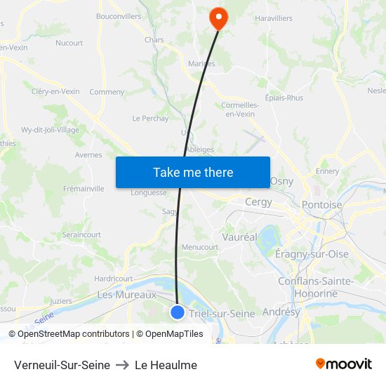 Verneuil-Sur-Seine to Le Heaulme map