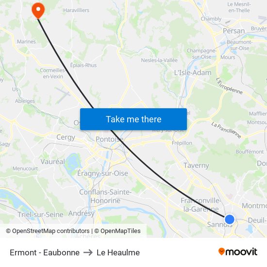Ermont - Eaubonne to Le Heaulme map