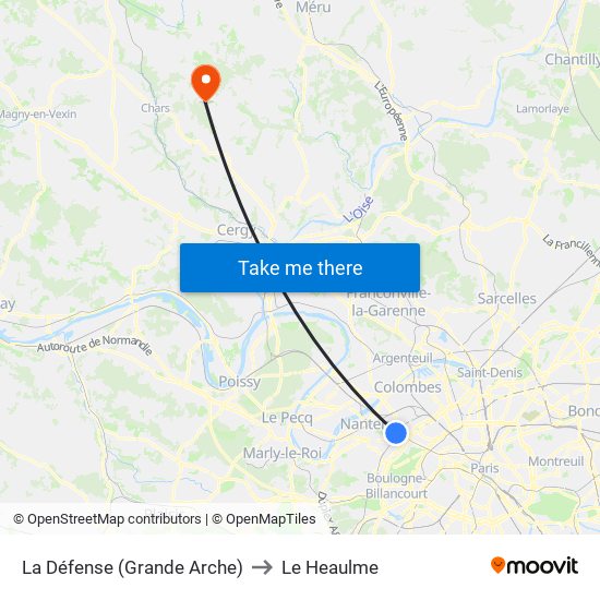La Défense (Grande Arche) to Le Heaulme map