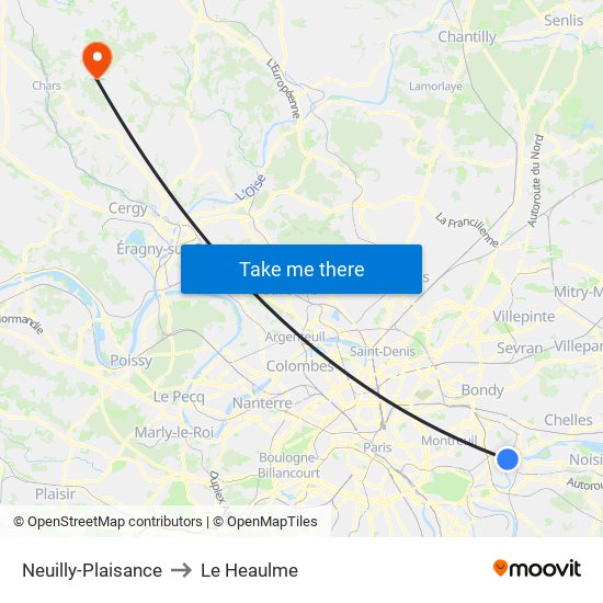 Neuilly-Plaisance to Le Heaulme map