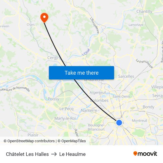 Châtelet Les Halles to Le Heaulme map