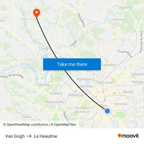 Van Gogh to Le Heaulme map