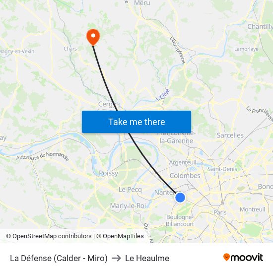 La Défense (Calder - Miro) to Le Heaulme map