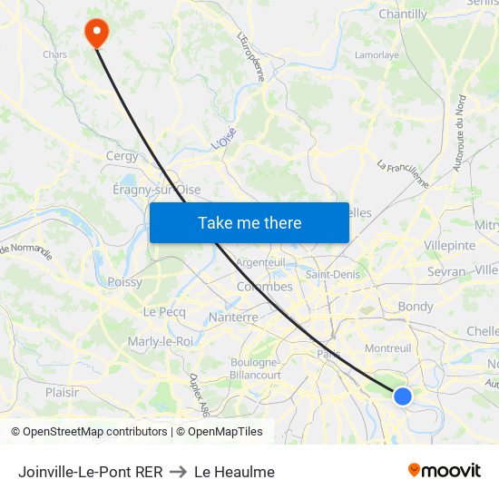 Joinville-Le-Pont RER to Le Heaulme map