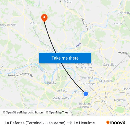 La Défense (Terminal Jules Verne) to Le Heaulme map