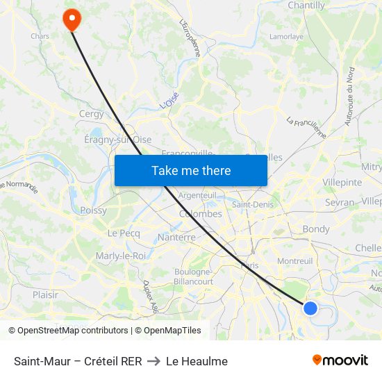 Saint-Maur – Créteil RER to Le Heaulme map