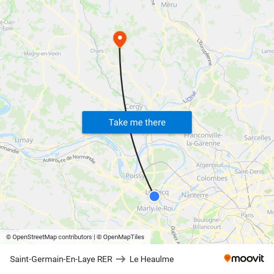 Saint-Germain-En-Laye RER to Le Heaulme map