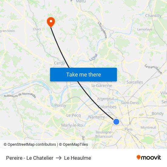 Pereire - Le Chatelier to Le Heaulme map