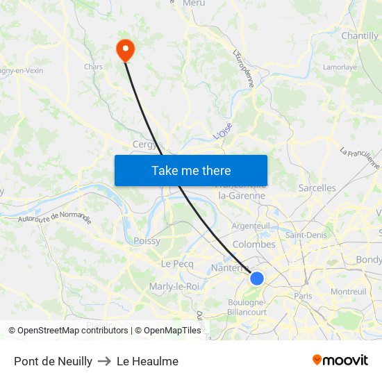 Pont de Neuilly to Le Heaulme map