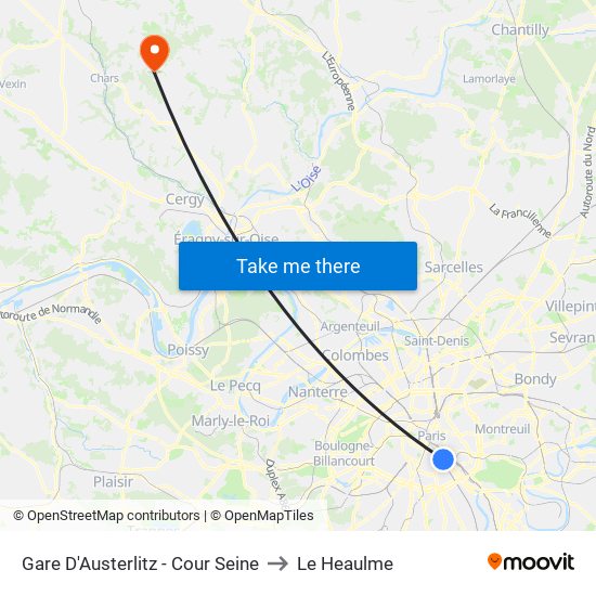 Gare D'Austerlitz - Cour Seine to Le Heaulme map