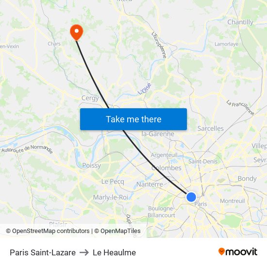 Paris Saint-Lazare to Le Heaulme map