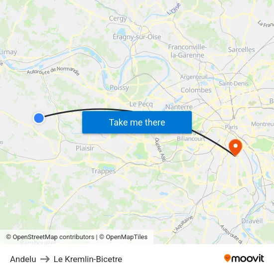 Andelu to Le Kremlin-Bicetre map