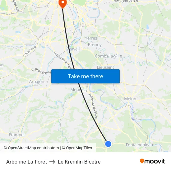 Arbonne-La-Foret to Le Kremlin-Bicetre map