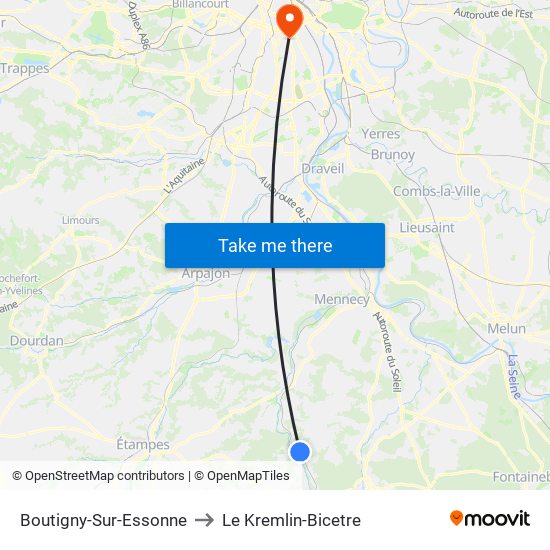 Boutigny-Sur-Essonne to Le Kremlin-Bicetre map
