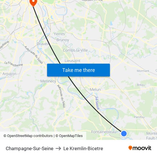 Champagne-Sur-Seine to Le Kremlin-Bicetre map