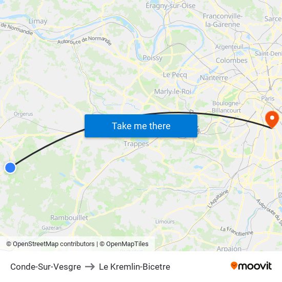Conde-Sur-Vesgre to Le Kremlin-Bicetre map