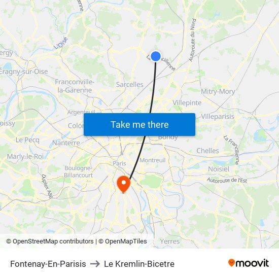 Fontenay-En-Parisis to Le Kremlin-Bicetre map