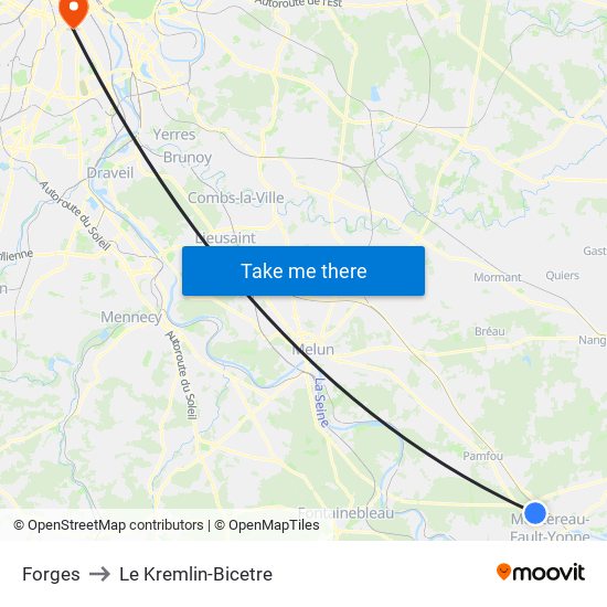 Forges to Le Kremlin-Bicetre map