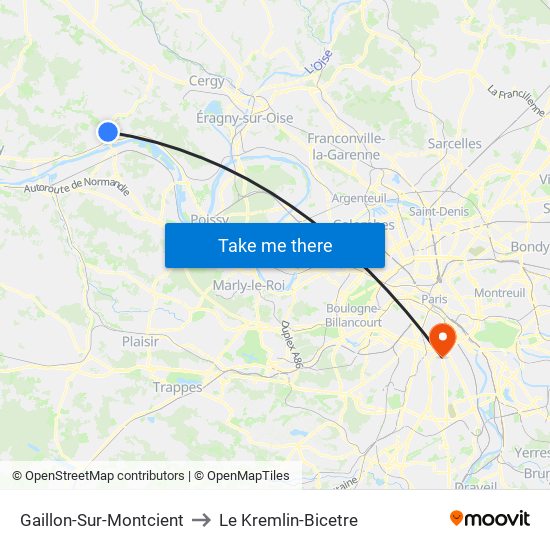 Gaillon-Sur-Montcient to Le Kremlin-Bicetre map
