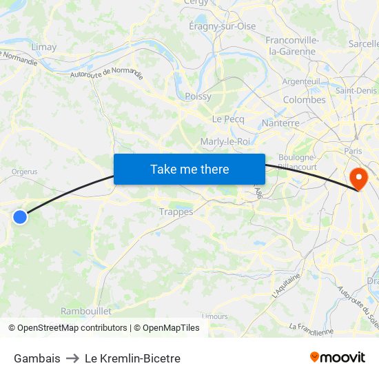 Gambais to Le Kremlin-Bicetre map