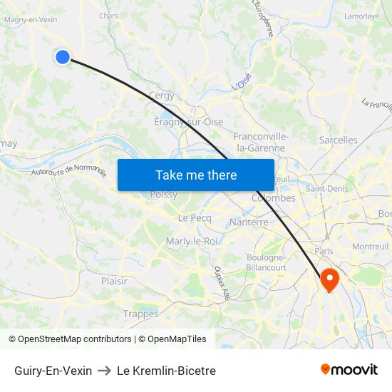 Guiry-En-Vexin to Le Kremlin-Bicetre map
