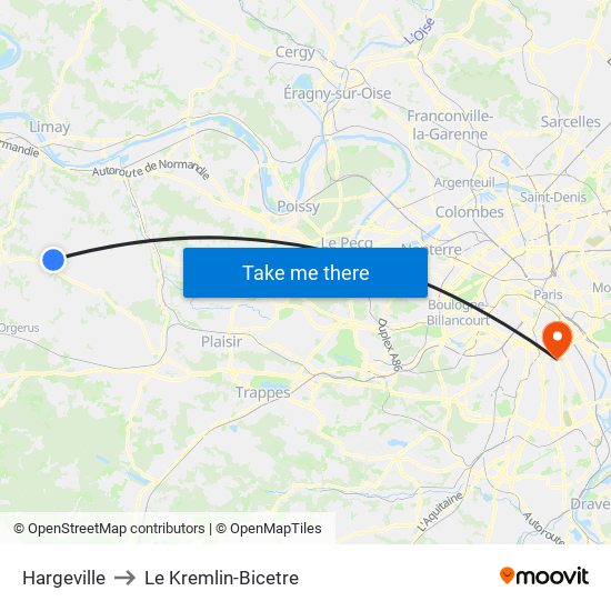 Hargeville to Le Kremlin-Bicetre map