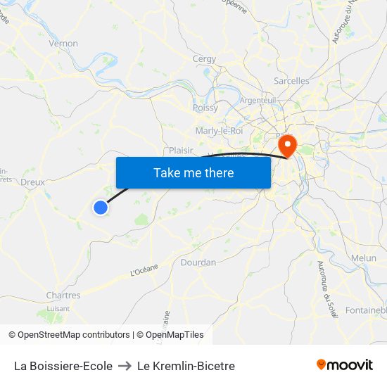 La Boissiere-Ecole to Le Kremlin-Bicetre map