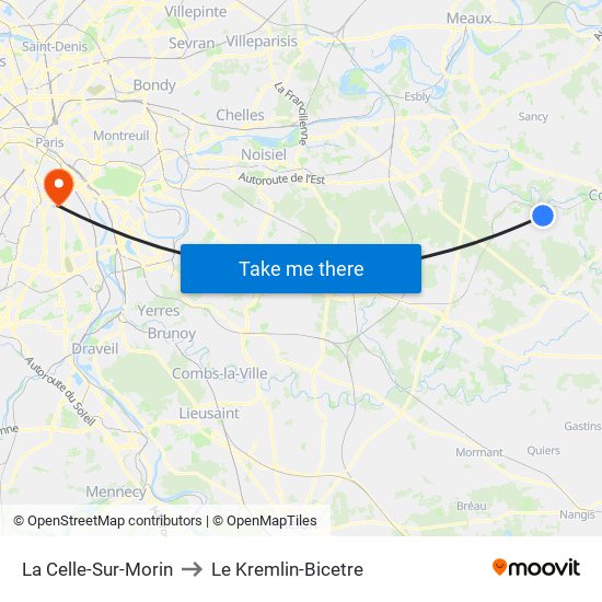 La Celle-Sur-Morin to Le Kremlin-Bicetre map