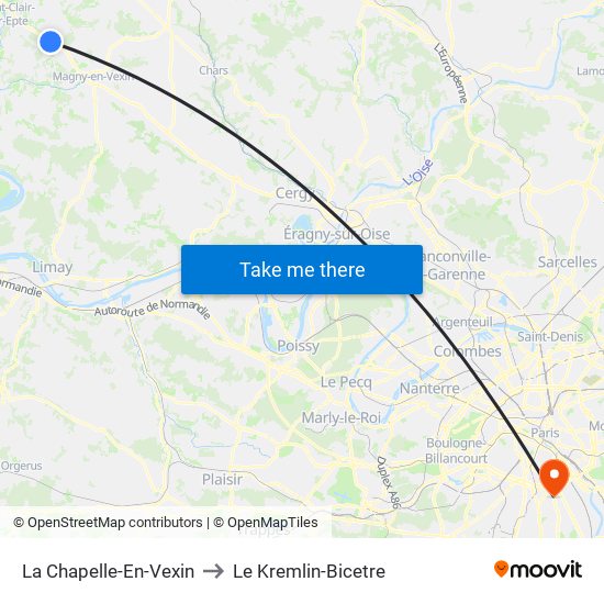 La Chapelle-En-Vexin to Le Kremlin-Bicetre map