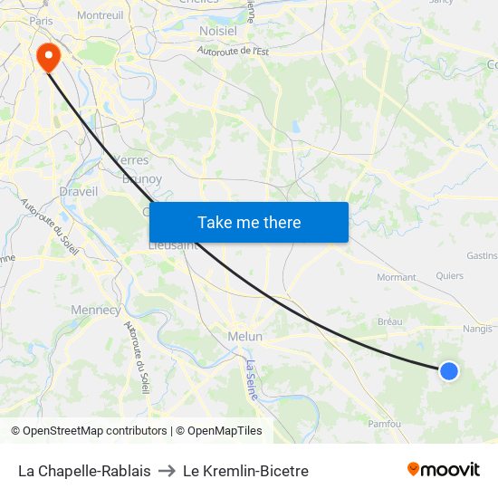 La Chapelle-Rablais to Le Kremlin-Bicetre map