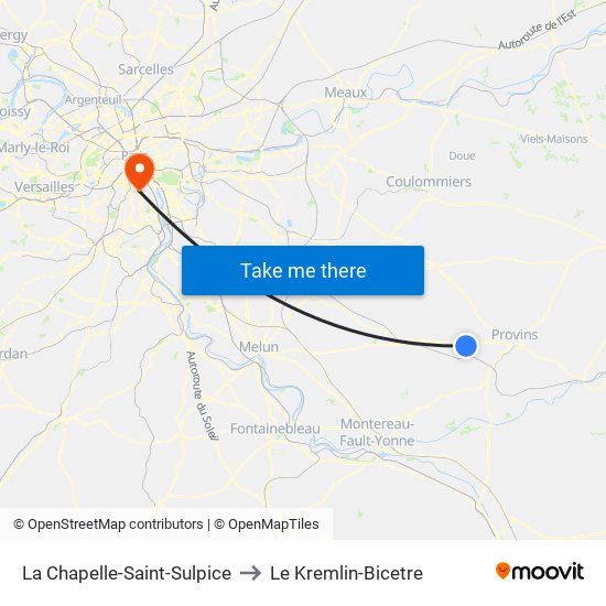 La Chapelle-Saint-Sulpice to Le Kremlin-Bicetre map