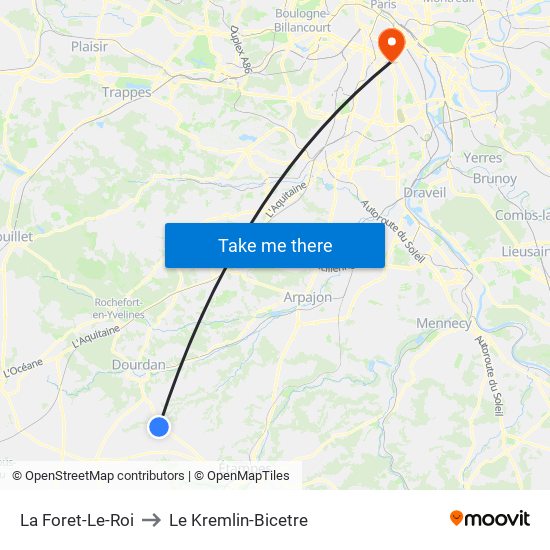 La Foret-Le-Roi to Le Kremlin-Bicetre map