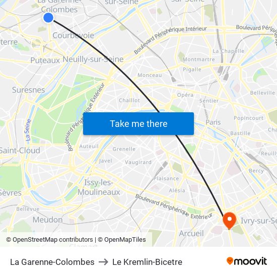 La Garenne-Colombes to Le Kremlin-Bicetre map