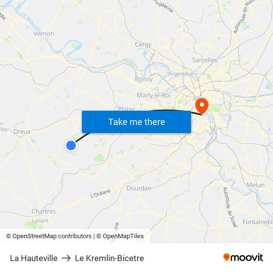 La Hauteville to Le Kremlin-Bicetre map