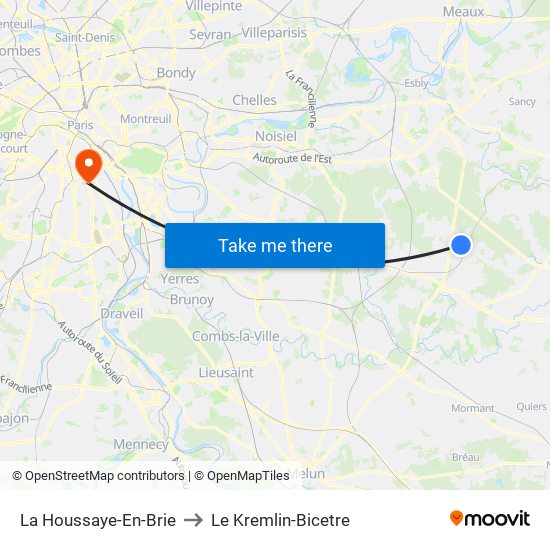 La Houssaye-En-Brie to Le Kremlin-Bicetre map