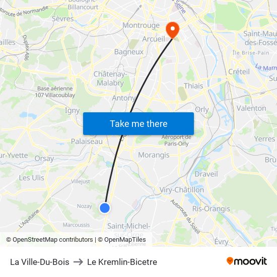 La Ville-Du-Bois to Le Kremlin-Bicetre map