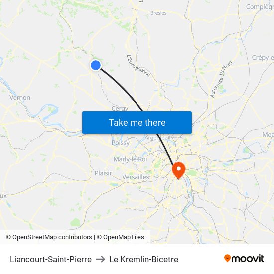 Liancourt-Saint-Pierre to Le Kremlin-Bicetre map
