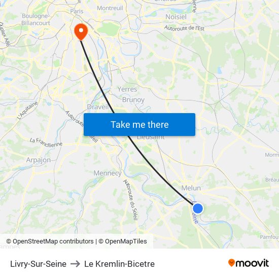 Livry-Sur-Seine to Le Kremlin-Bicetre map