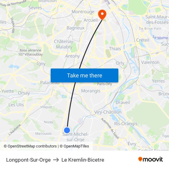 Longpont-Sur-Orge to Le Kremlin-Bicetre map