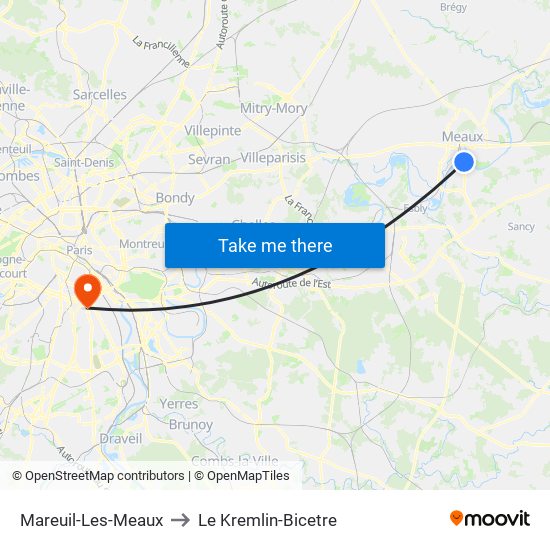 Mareuil-Les-Meaux to Le Kremlin-Bicetre map