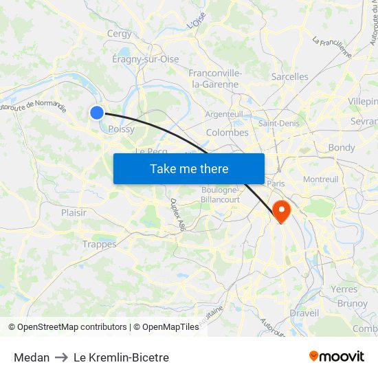 Medan to Le Kremlin-Bicetre map