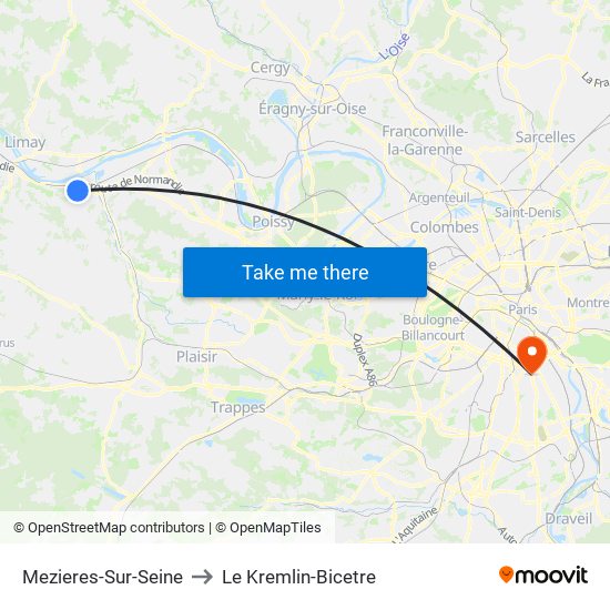 Mezieres-Sur-Seine to Le Kremlin-Bicetre map