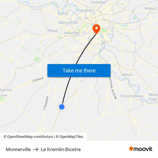 Monnerville to Le Kremlin-Bicetre map