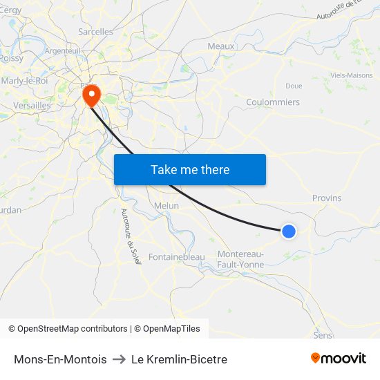 Mons-En-Montois to Le Kremlin-Bicetre map