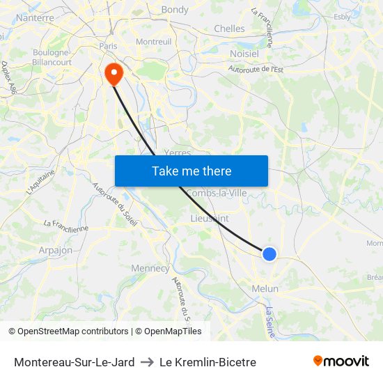 Montereau-Sur-Le-Jard to Le Kremlin-Bicetre map