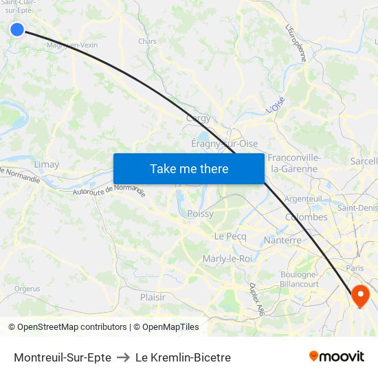 Montreuil-Sur-Epte to Le Kremlin-Bicetre map