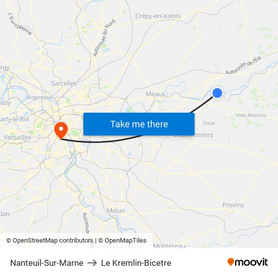 Nanteuil-Sur-Marne to Le Kremlin-Bicetre map
