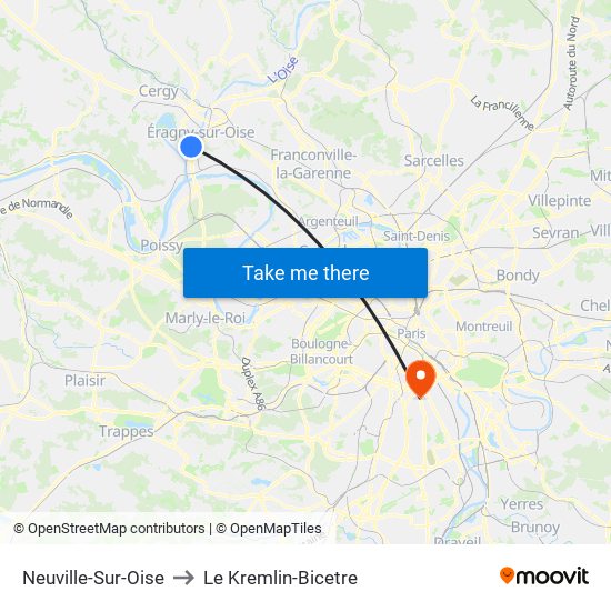 Neuville-Sur-Oise to Le Kremlin-Bicetre map