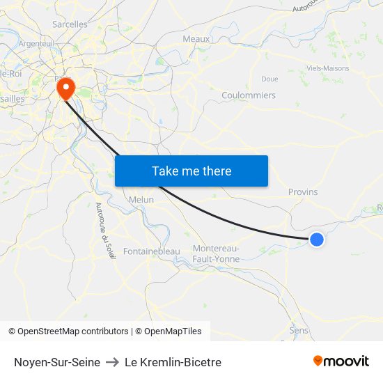 Noyen-Sur-Seine to Le Kremlin-Bicetre map