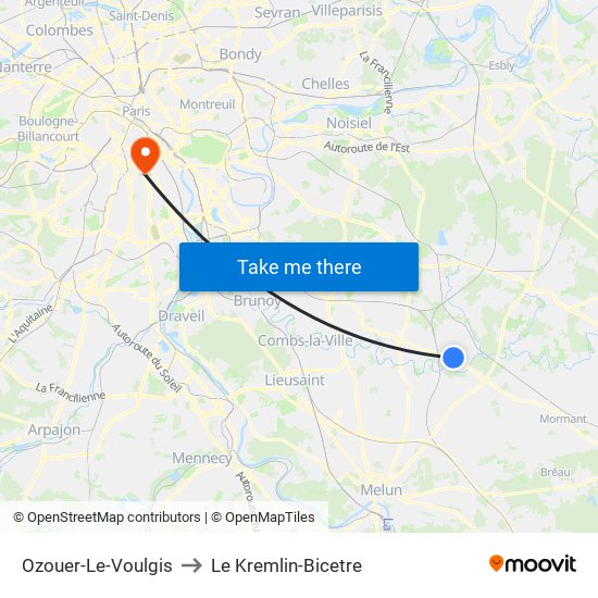 Ozouer-Le-Voulgis to Le Kremlin-Bicetre map